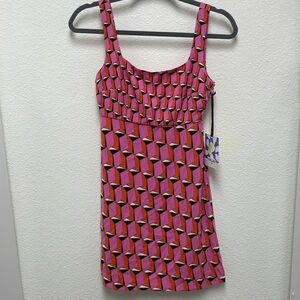 DVF for Target Shift Pink Modern Geo Dress Size 00 70’s Retro Vibe